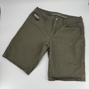 Calvin Klein Women's Size 12 Bermuda Olive Green Bermuda Denim City Jeans Shorts